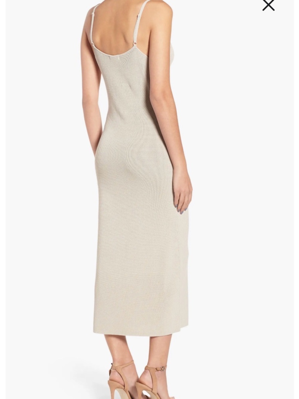 Leith Neutral Ribbed Tank Midi Dress - Picture 2 of 6